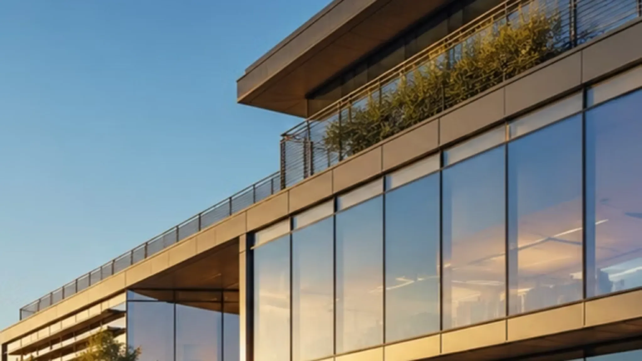 Façade vitrée d'un bâtiment tertiaire